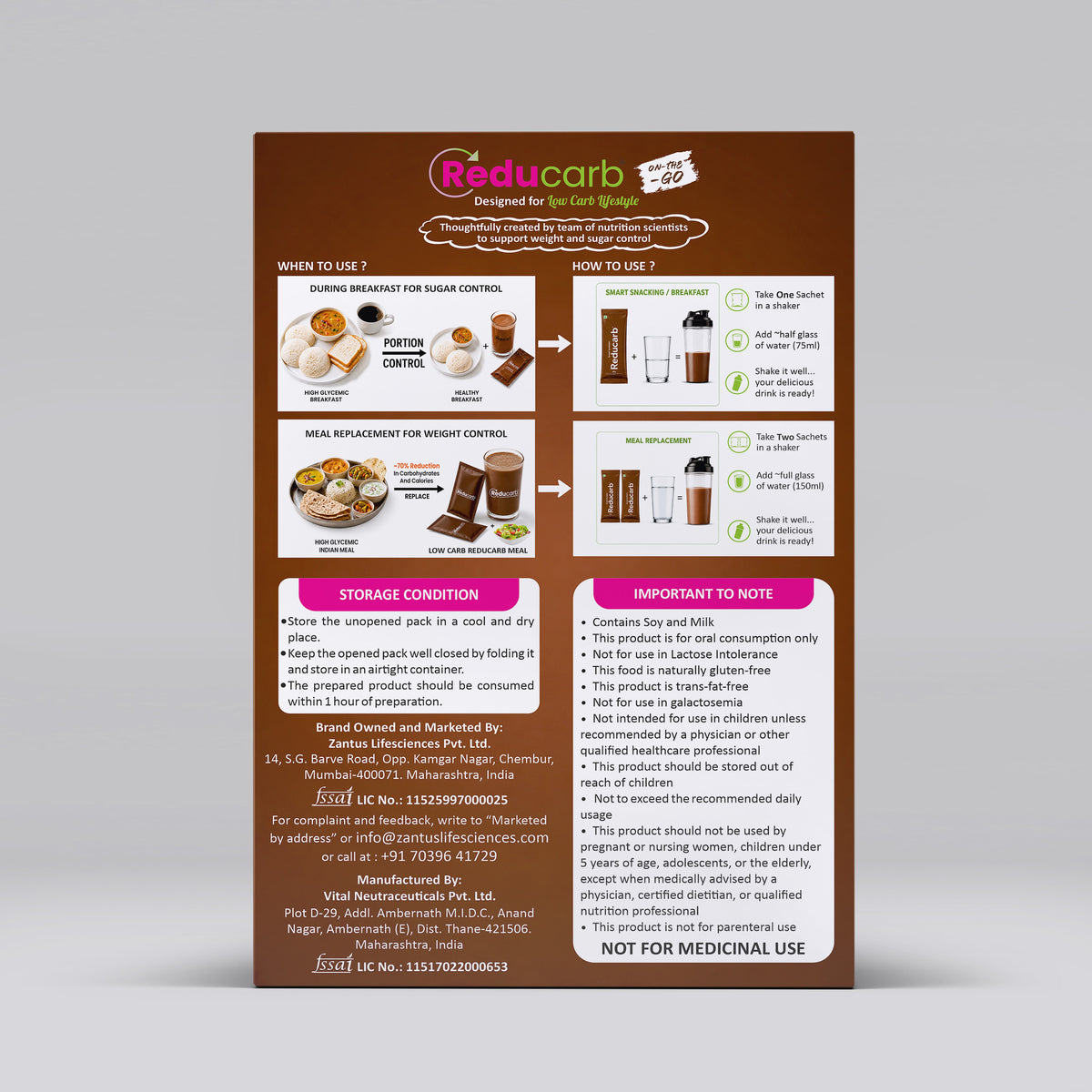 Reducarb On-the-Go Chocolate 120g Sachet